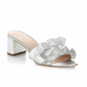 NWT Loeffler Randall Vera Ruffled Mule Silver